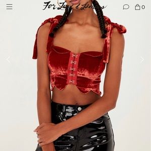 For Love & Lemons Kate Velvet Top Rust Crop M